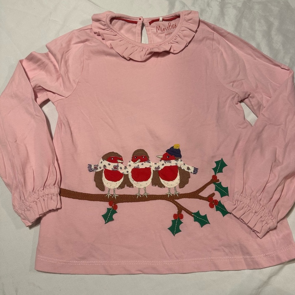 Mini Boden Pink Holiday Shirt